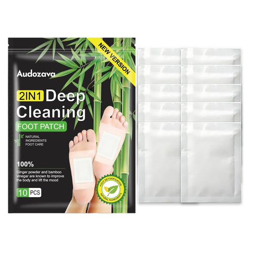 Audozava Foot Pads, Natural Bamboo Vinegar Ginger Powder, Easy to Use and Feel Better, Ginder Foot Pads for Relaxation, Relieve Stress, Improve Sleep, Pain Relief (10pc)
