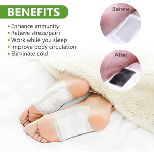 Audozava Foot Pads, Natural Bamboo Vinegar Ginger Powder, Easy to Use and Feel Better, Ginder Foot Pads for Relaxation, Relieve Stress, Improve Sleep, Pain Relief (10pc)