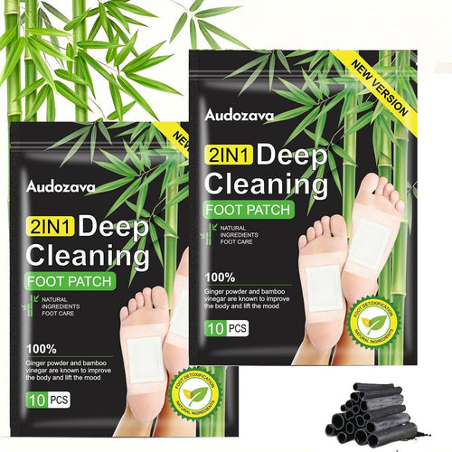 Audozava Foot Pads, Natural Bamboo Vinegar Ginger Powder, Easy to Use and Feel Better, Ginder Foot Pads for Relaxation, Relieve Stress, Improve Sleep, Pain Relief (20pc)