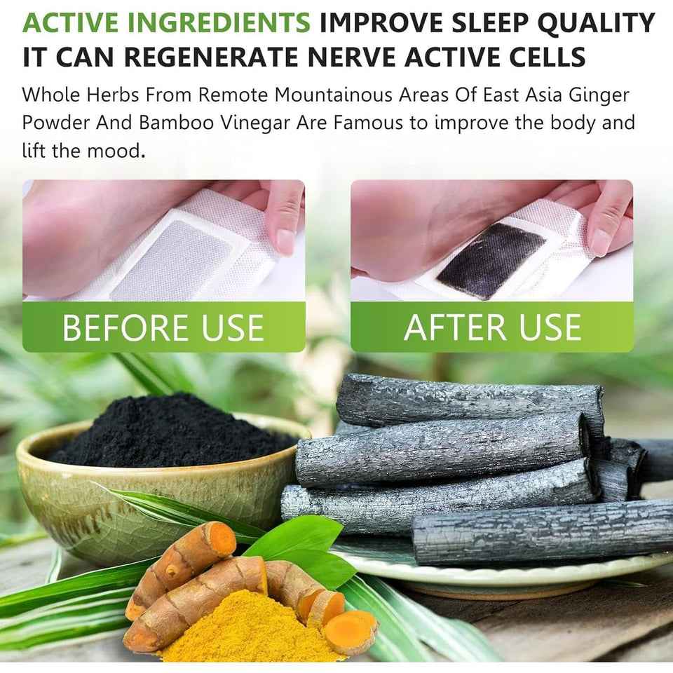 Audozava Foot Pads, Natural Bamboo Vinegar Ginger Powder, Easy to Use and Feel Better, Ginder Foot Pads for Relaxation, Relieve Stress, Improve Sleep, Pain Relief (10pc)