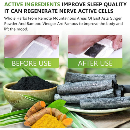 Audozava Foot Pads, Natural Bamboo Vinegar Ginger Powder, Easy to Use and Feel Better, Ginder Foot Pads for Relaxation, Relieve Stress, Improve Sleep, Pain Relief (20pc)